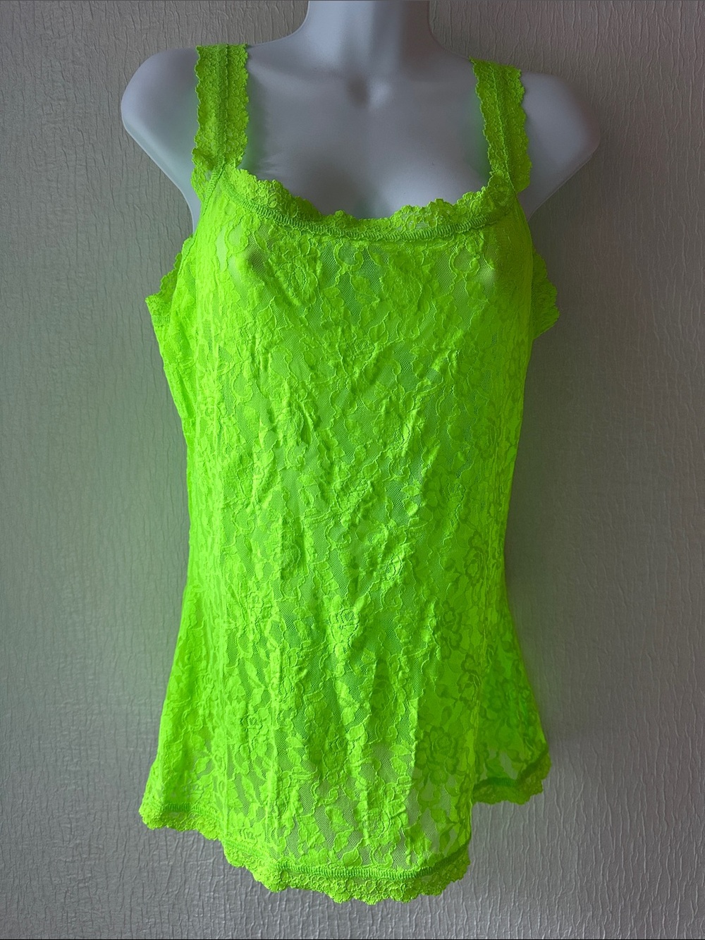 Hanky Panky Lace Tank Top - Neon Green Women's Camisole XL